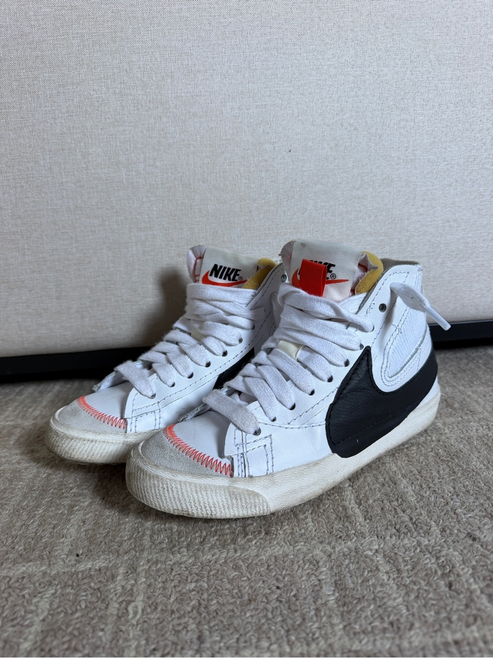 Nike Blazers White Sneakers with Black Swoosh